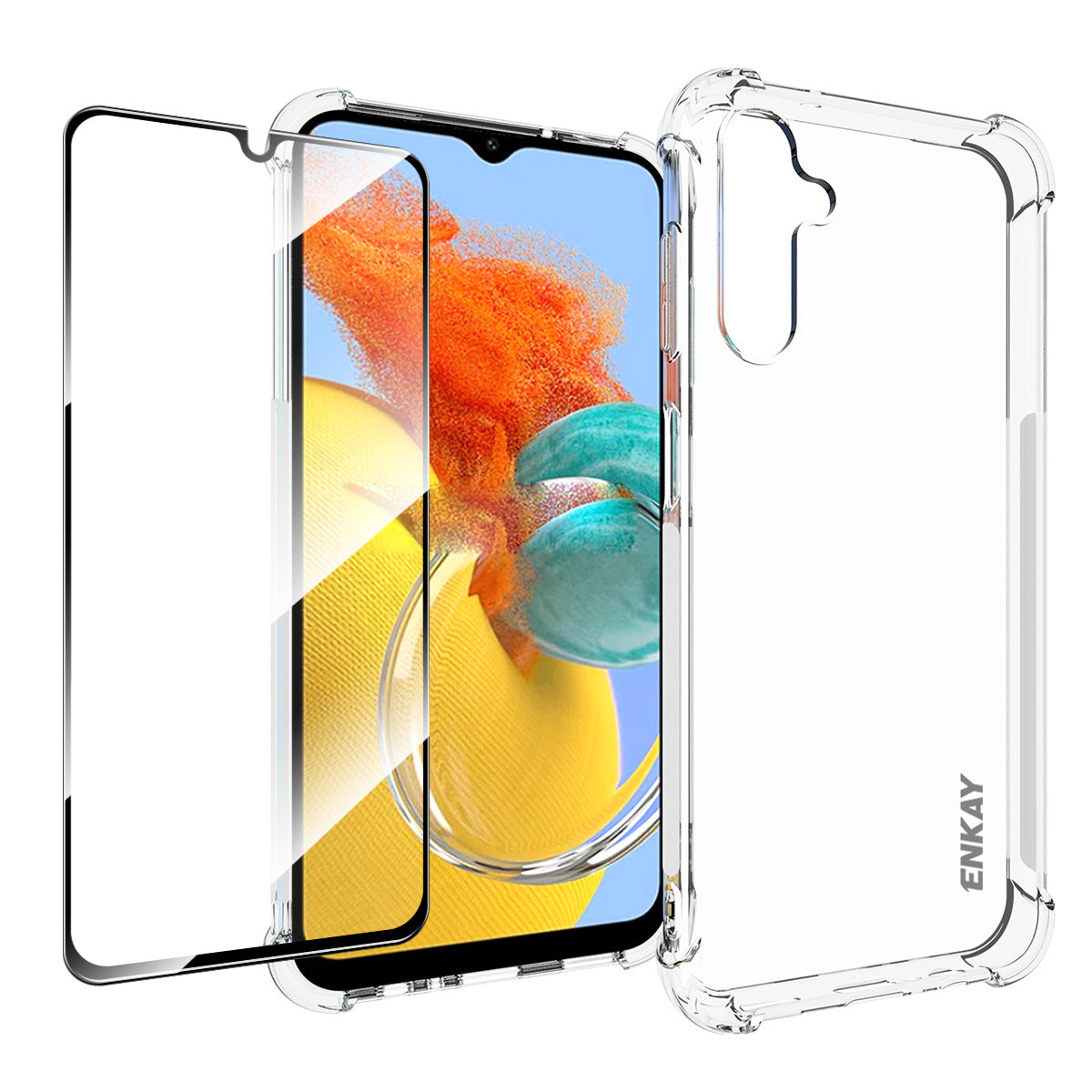 ENKAY HAT PRINCE For Samsung Galaxy M14 5G TPU Phone Case Clear Phone Cover with High Aluminium-silicon Glass Film ENKAY HAT PRINCE For Samsung Galaxy M14 5G TPU Phone Case Clear Phone Cover with High Aluminium-silicon Glass Film